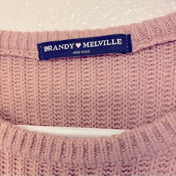 Brandy Melville blush Pink mauve boho Bronx Sweater crew neck One Size/ M - Picture 5 of 8